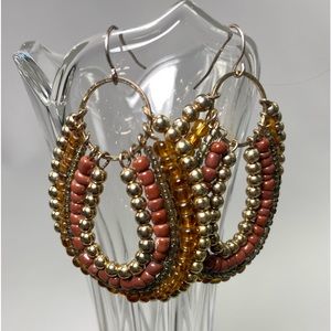 Beautiful Bohemian Beaded Pierced Hook Earrings